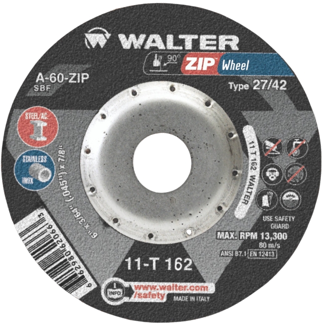 Walter 11T162 ZIPCUT Cut-Off Wheel 6" x 3/64" x 7/8" Type 27