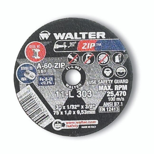 Walter 11L303 Zip Die Grinder Cutting and Grinding Wheel 3"x1/32"x3/8" Type 1