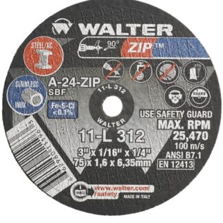Walter 11L312 Zip Die Grinder Cutting and Grinding Wheel 3"x1/16"x1/4" Type 1