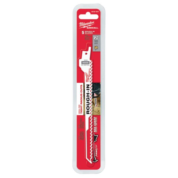 Milwaukee 48-00-1610 Rough-In Sawzall Blade 5-Pack (1) Milwaukee 48-00-1610 Rough-In Sawzall Blade 5-Pack