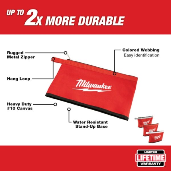 Milwaukee 48-22-8193 Zipper Pouches 3-Pack