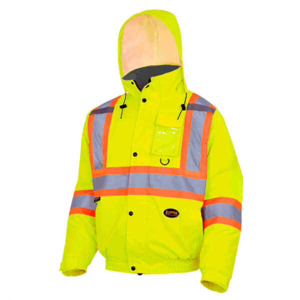 Pioneer Hi-Viz Quilted Waterproof Safety Bomber Jacket