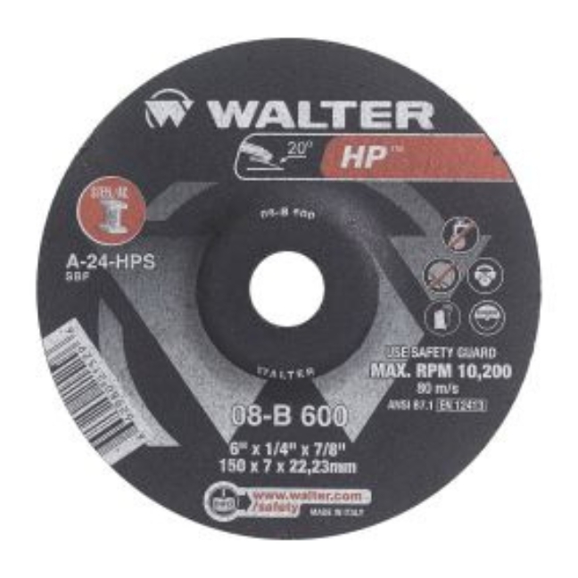 Walter 08B600 HP Grinding Wheel 6"x1/4"x7/8" Type 27