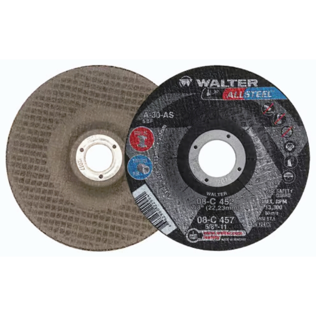 Walter 08C452 Allsteel General Purpose Grinding Wheel 4-1/2"x1/8"x7/8" Type 27