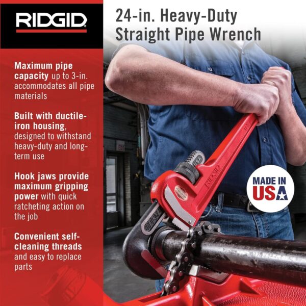Ridgid 31030 Model 24 24 Steel Pipe Wrench (1) Ridgid 31030 / Model 24 24" Steel Pipe Wrench