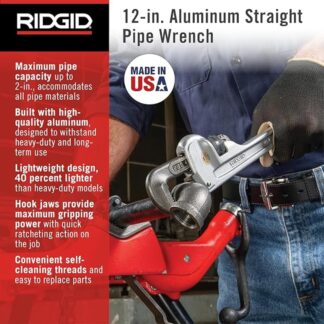 Ridgid 47057 Model 812 12 Aluminum Pipe Wrench (1)