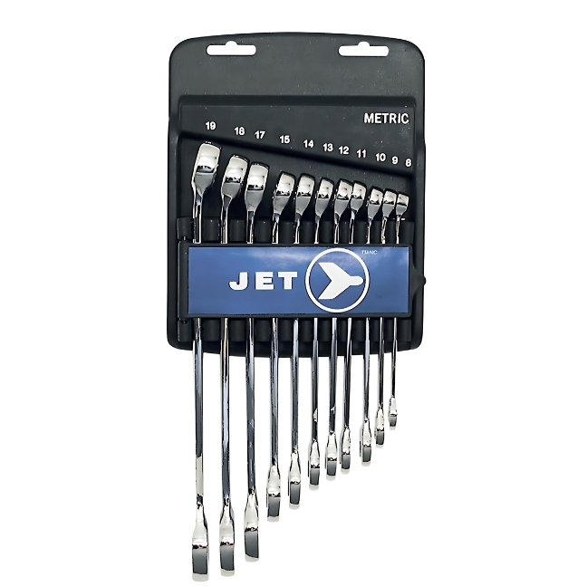 Jet 700182 LCWS-11M Metric Fully Polished Long Combination Wrench Set 11-Piece