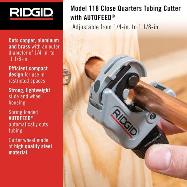 Ridgid 86127 Model 118 Close Quarters AUTOFEED Tubing Cutter