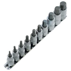 Jet 601803 HSW3812-10M 3/8" and 1/2" Drive Metric Hex Bit Socket Set 10-Piece