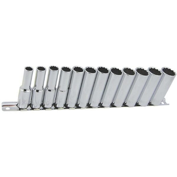 Jet 601236 SS3812DM-12 3/8" Drive 12-Point Deep Metric Socket Set 12-Piece