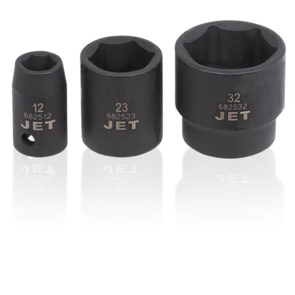 Jet 610338 PS2212M 1/2" Drive 6-Point Metric Impact Socket Set 22-Piece