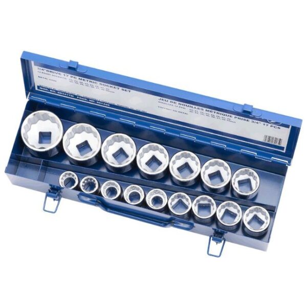 Jet 601406 SS3417M 3/4" Drive 12 Point Metric Socket Set 17-Piece Jet 601406 SS3417M 3/4" Drive 12 Point Metric Socket Set 17-Piece