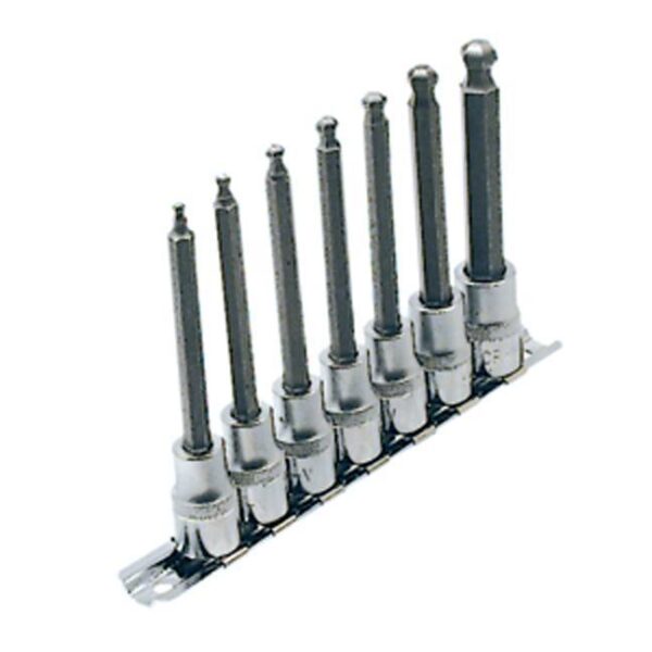 Jet 601804 7 PC 3/8" DR SAE 4" Long Ball Nose Socket Set Jet 601804 7 PC 3/8" DR SAE 4" Long Ball Nose Socket Set