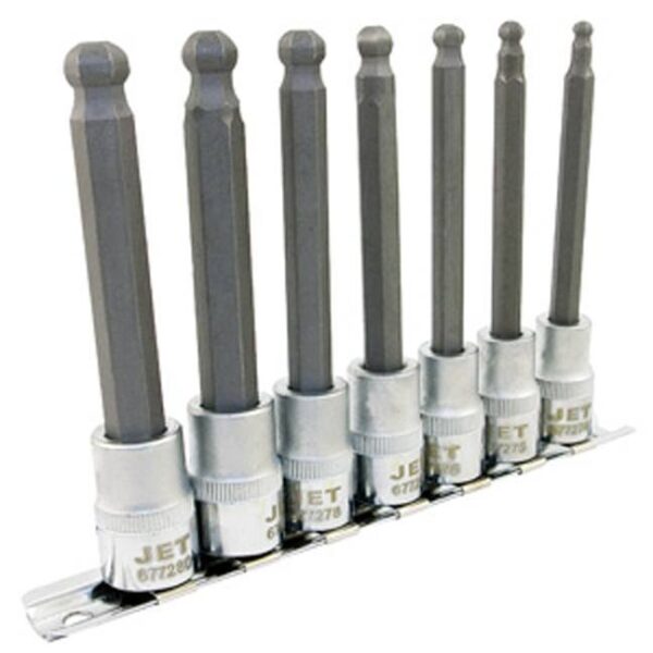 Jet 601805 7 PC 3/8" DR Metric 4" Long Ball Nose Socket Set Jet 601805 7 PC 3/8" DR Metric 4" Long Ball Nose Socket Set
