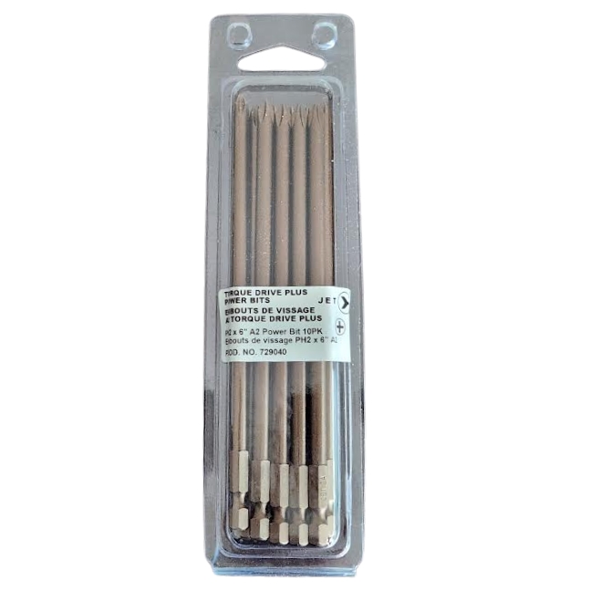 Jet 729040 Phillips PH2 x 6" A2 Power Bit 10-Pack