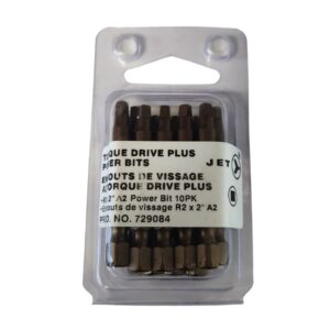 Jet 729084 SQ2 x 2" A2 Square Drive Power Bit 10-Pack