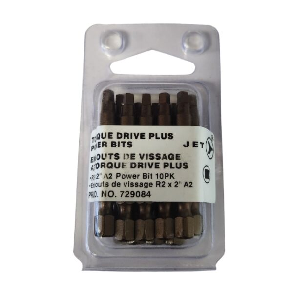 Jet 729084 SQ2 x 2" A2 Square Drive Power Bit 10-Pack