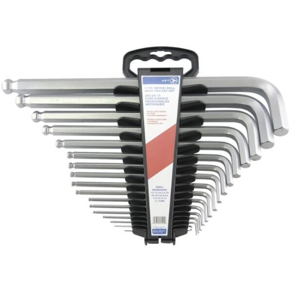 Jet 775186 JBHK-17XLM Metric Jumbo Ball Nose Hex Key Set 17-Piece
