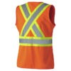 Pioneer 136 V1021850 Hi-Viz Women's Tricot Polyester Safety Vest-Orange