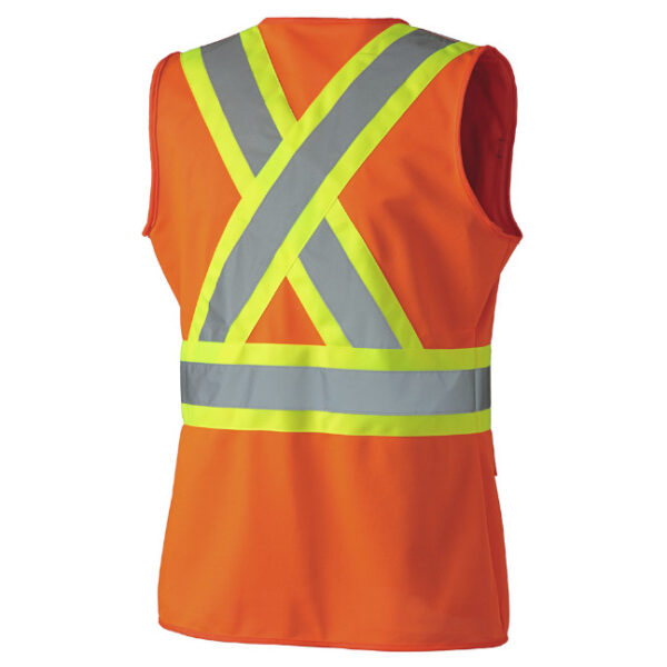 Pioneer 136 V1021850 Hi-Viz Women's Tricot Polyester Safety Vest-Orange