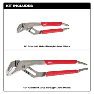 Milwaukee 48-22-6330 6" and 10" Straight Jaw Pliers Set
