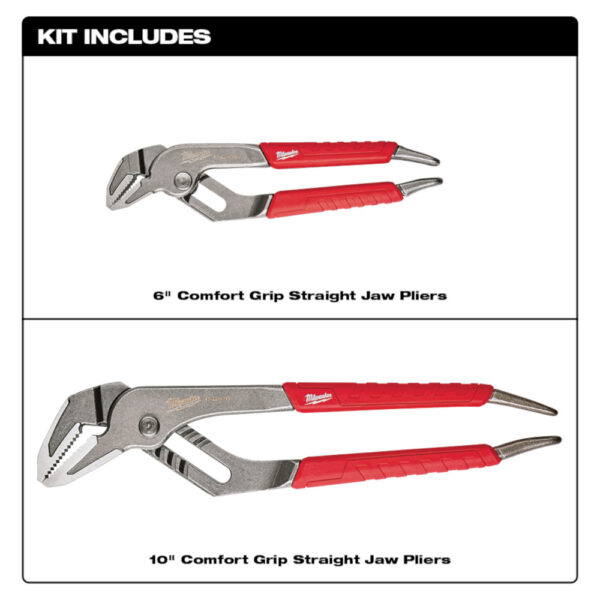 Milwaukee 48-22-6330 6" and 10" Straight Jaw Pliers Set