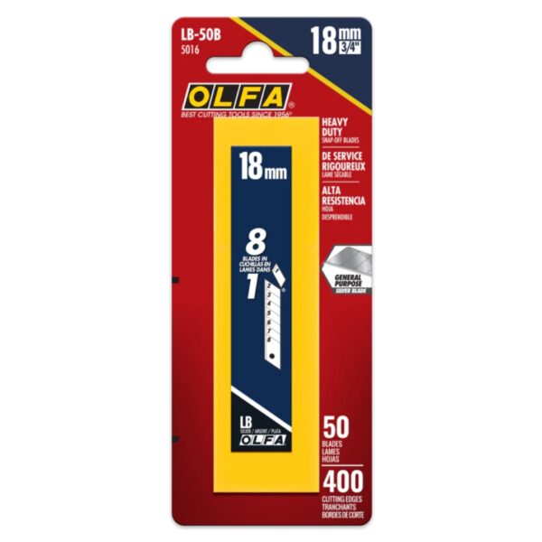 Olfa LB-50B 18mm Silver Snap-off Blade 50-Pack