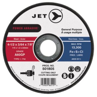 Jet 501805 4-1/2" x 3/64" x 7/8" A60GP T1 POWER ABRASIVE Cut-Off Wheel