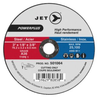 Jet 501064 3 x 1/8 x 3/8 A36 T1 POWERPLUS Cut-Off Wheel
