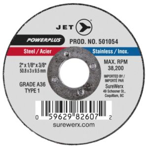 Jet 501054 2 x 1/8 x 3/8 A36 T1 POWER ABRASIVE Cut-Off Wheel