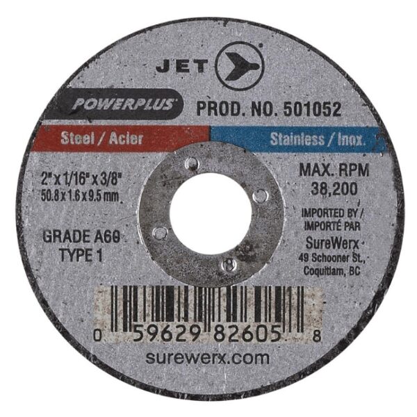 Jet 501052 2 x 1/16 x 3/8 A60 T1 POWERPLUS Cut-Off Wheel