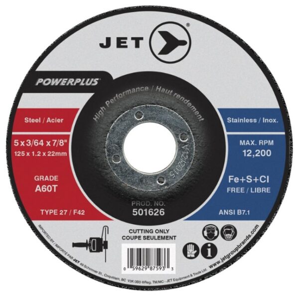 Jet 501626 5 x 3/64 x 7/8" A60T T27 POWERPLUS Cut-Off Wheel