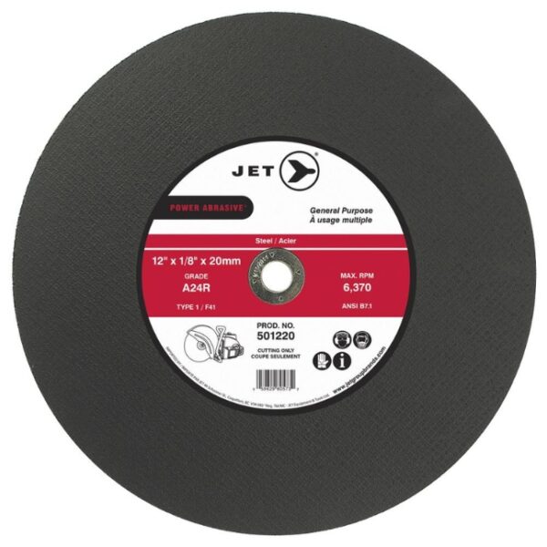Jet 501220 12 x 1/8 x 20mm A24R T1 POWER ABRASIVE Cut-Off Wheel