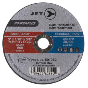 Jet 501062 3 x 1/16 x 3/8 A60 T1 POWERPLUS Cut-Off Wheel