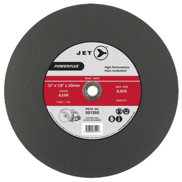 Jet 501355 12" x 1/8" x 20mm A24R T1 POWERPLUS Cut-Off Wheel
