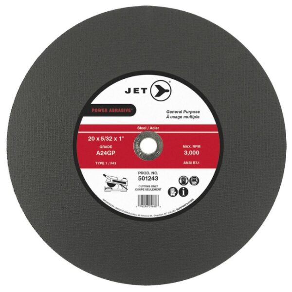 Jet 501243 20 x 5/32 x 1 A24GP T1 POWER ABRASIVE Cut-Off Wheel