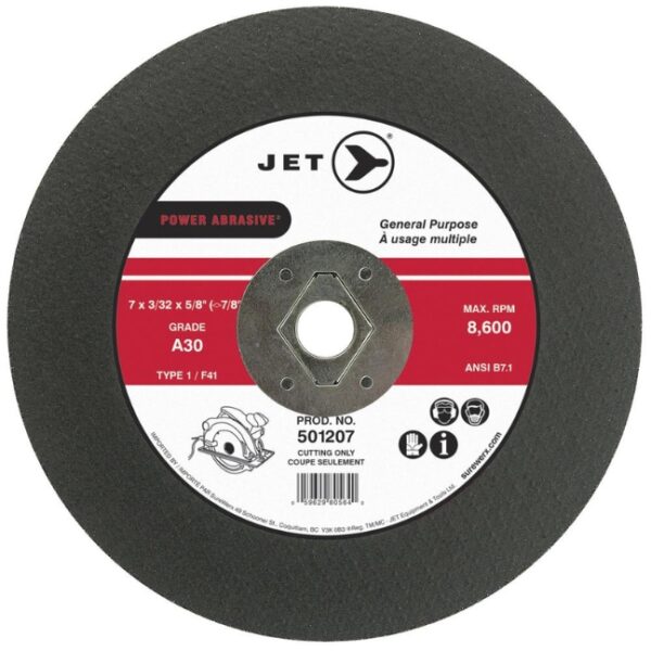 Jet 501207 7 x 3/32 x 5/8" A30 T1 POWER ABRASIVE Cut-Off Wheel