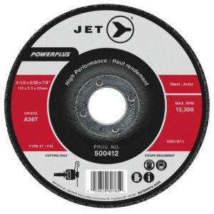 Jet 500412 4-1/2 x 3/32 x 7/8 A36T T27 POWERPLUS Cut-Off Wheel