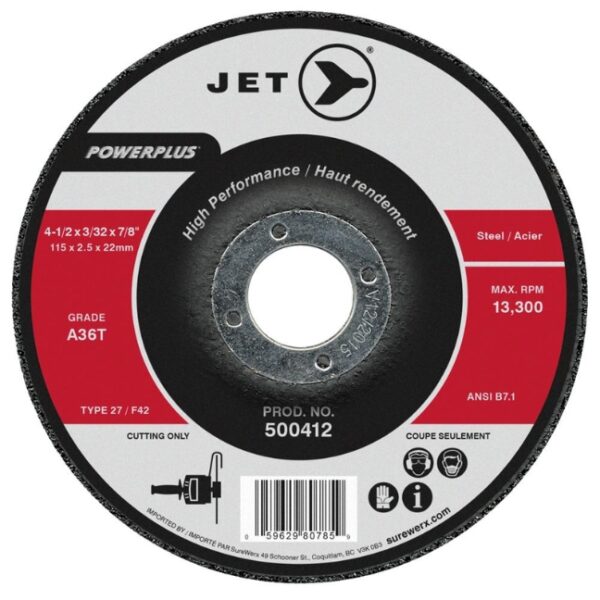 Jet 500412 4-1/2 x 3/32 x 7/8 A36T T27 POWERPLUS Cut-Off Wheel