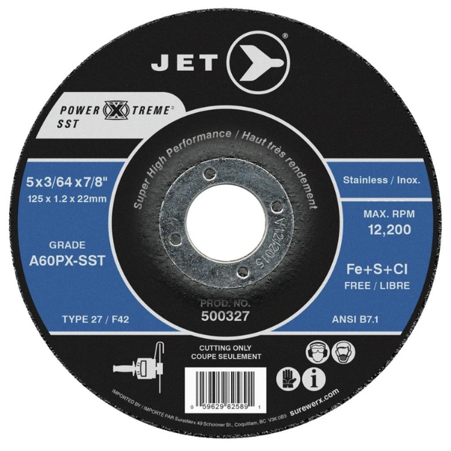 Jet 500327 5 x 3/64 x 7/8 A60PX-SST T27 POWER-XTREME SST Cut-Off Wheel