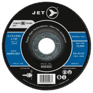 Jet 500322 A60PX-SST T27 POWER-XTREME™ SST Cut-Off Wheel for Stainless Steel 4-1/2" x 3/64" x 7/8"