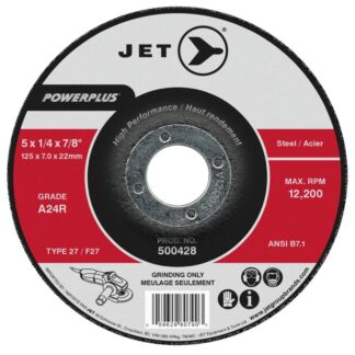 Jet 500428 5" x 1/4" x 7/8" A24R T27 POWERPLUS Grinding Wheel