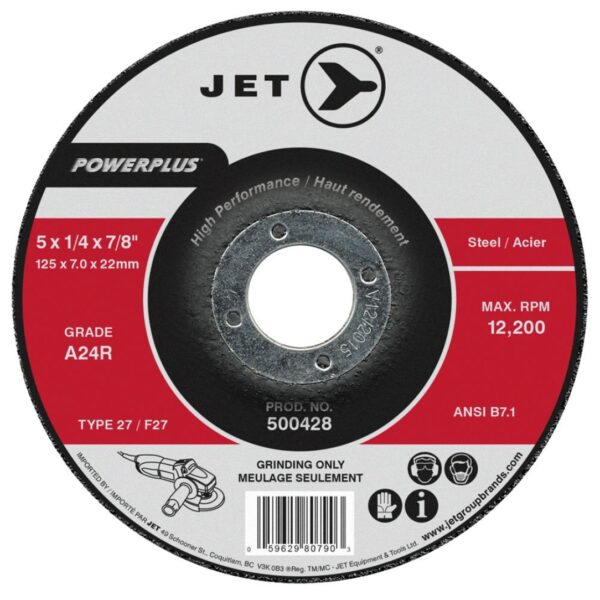 Jet 500428 5 x 14 x 78 A24R T27 POWERPLUS Grinding Wheel Jet 500428 5" x 1/4" x 7/8" A24R T27 POWERPLUS Grinding Wheel