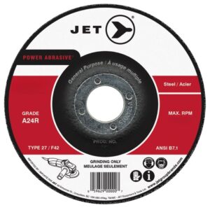 Jet 500716 A24R Power Abrasive T27 Grinding Wheel for Steel 4-1/2" x 1/4" x 7/8"