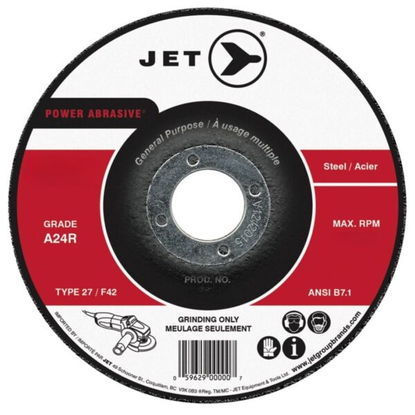 Jet 500716 A24R Power Abrasive T27 Grinding Wheel for Steel 4-12 x 14 x 78 Jet 500716 A24R Power Abrasive T27 Grinding Wheel for Steel 4-1/2" x 1/4" x 7/8"