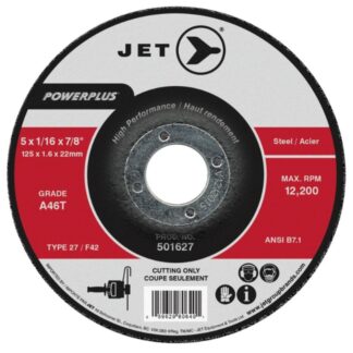 Jet 501627 A46T T27 POWERPLUS Cut-Off Wheels for Steel 5" x 1/16" x 7/8"