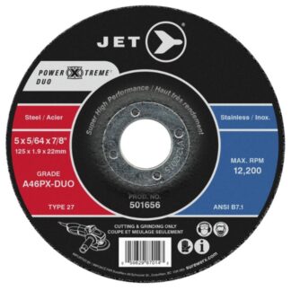 Jet 501656 4-1/2 x 5/64 x 7/8 POWER-XTREME DUO T27 Cutting/Grinding Wheel