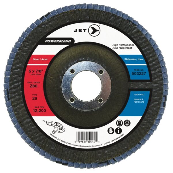Jet 503227 5″ x 7/8″ Z80 POWERBLEND T29 Zirconia Flap Disc