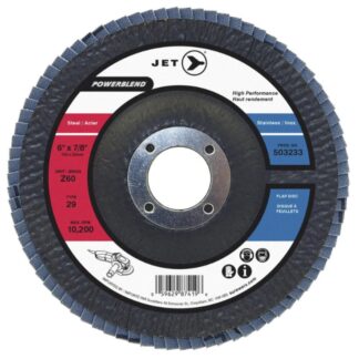 Jet 503233 6" x 7/8" Z60 POWERBLEND Zirconia T29 Flap Disc