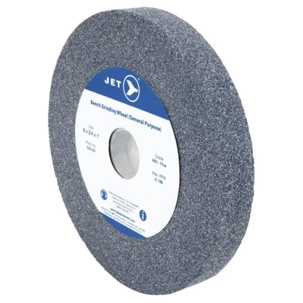 Jet 522165 A675F 6" x 3/4" x 1" A60 - Fine Bench Grinding Wheel - Aluminum Oxide